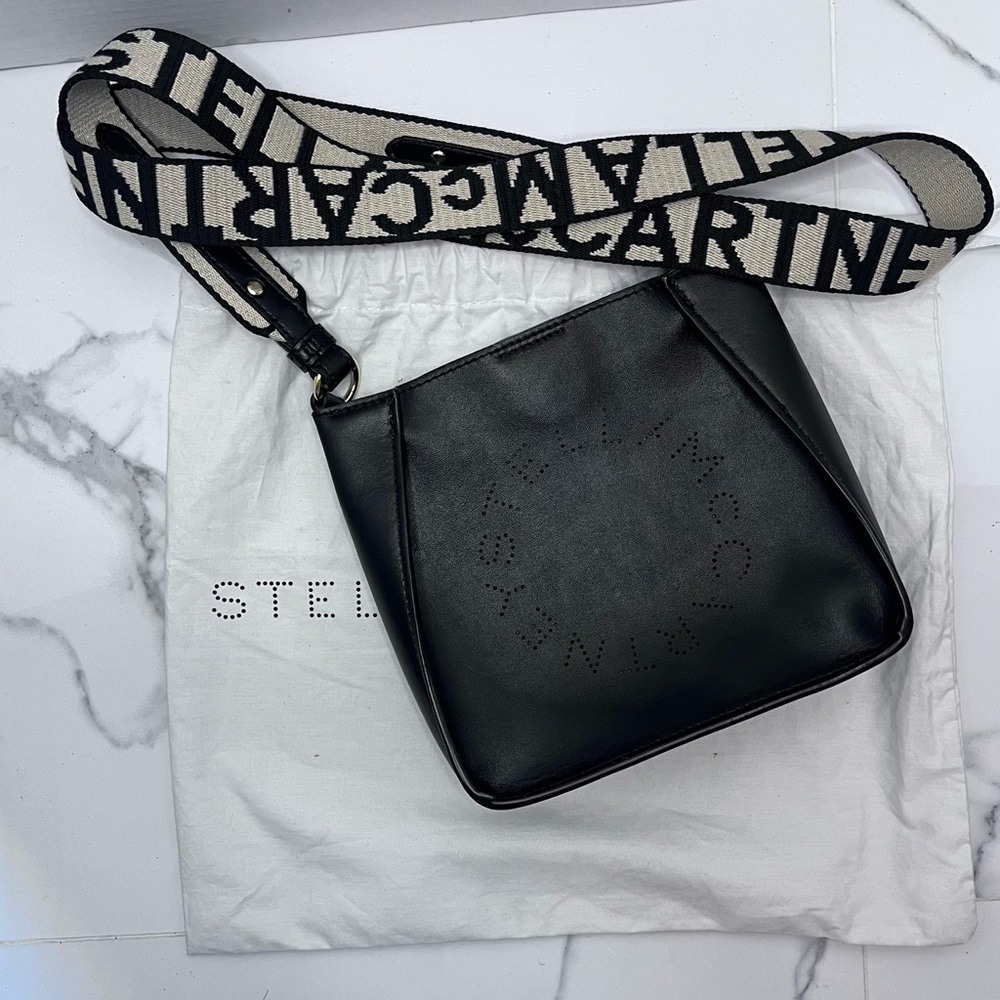 Authentic Stella McCartney Mini Logo Shoulder Bag – Black Vegan Leather - Picture 3 of 12